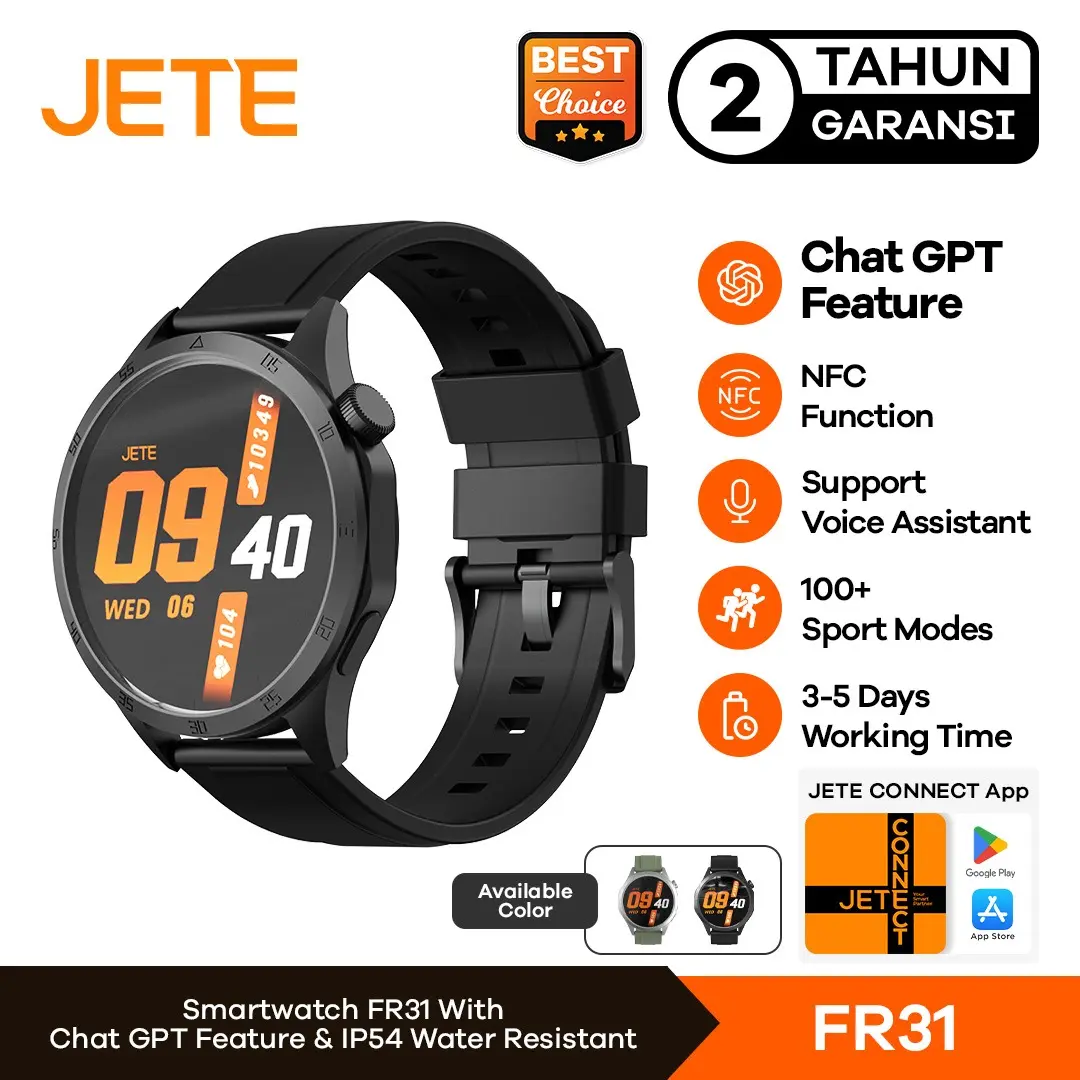 Smartwatch JETE FR31 Jam Tangan Olahraga Lari 1,43Inch dengan ChatGPT dan NFC Function 100+ Sports Mode - Garansi 2 Tahun