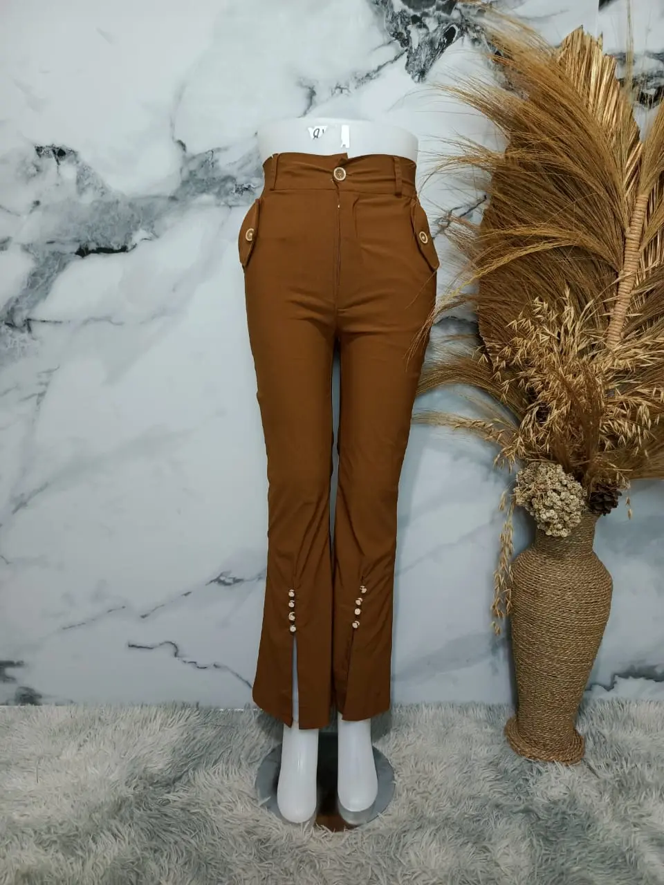 Cutbray Pants / Celana Cutbray Belah Depan Kancing Mutiara / Bahan Softjeans Import / High Waist