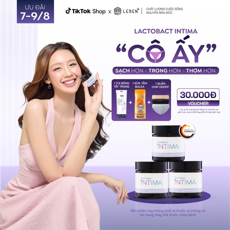 Men vi sinh phụ khoa Lactobact Intima từ Đức (không cần bảo quản tủ lạnh) bổ sung lợi khuẩn, Cranberry, D-Mannose hộp 30 viên - COMBO 3 HỘP