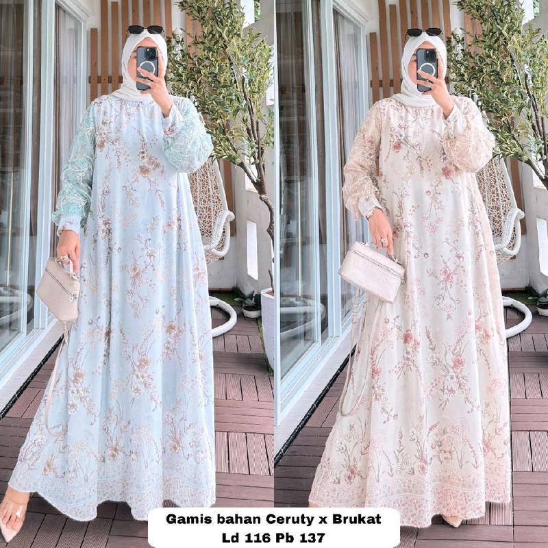 Gamis Wanita Kode8213 Bunga Anggrek Non Busui Muslim Variasi 4 Warna 5