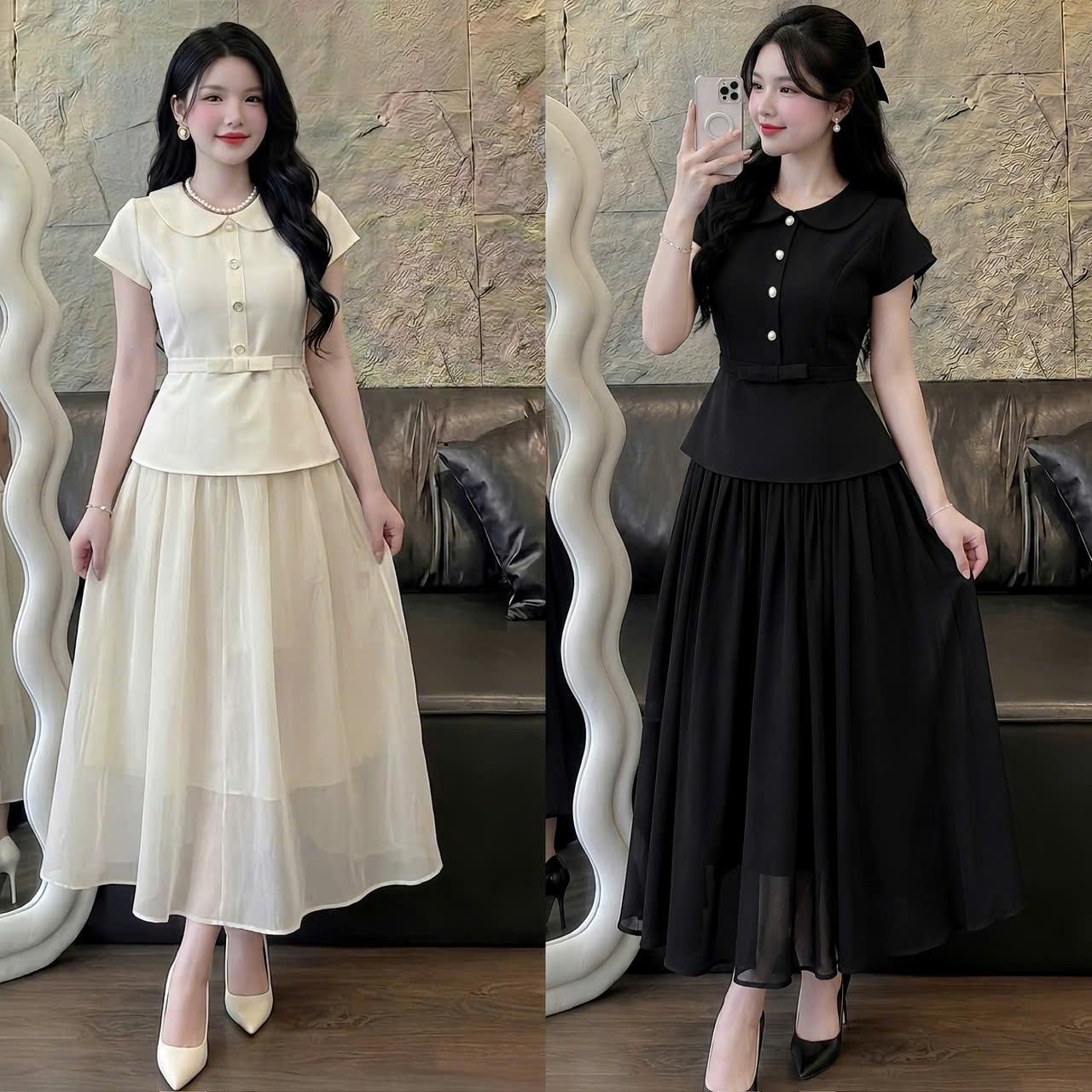 Đầm Dự Tiệc Thiết Kế 2 Lớp Vải Cotton 2 Lớp phối Voan Cho Nàng Bigsize 40–90kg Thời Trang Nữ Béo Xinh Shop - A.1813