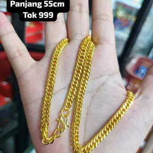 kalung selampit 55 cm tok 999/limpis logam sepuh mas kuning 24K