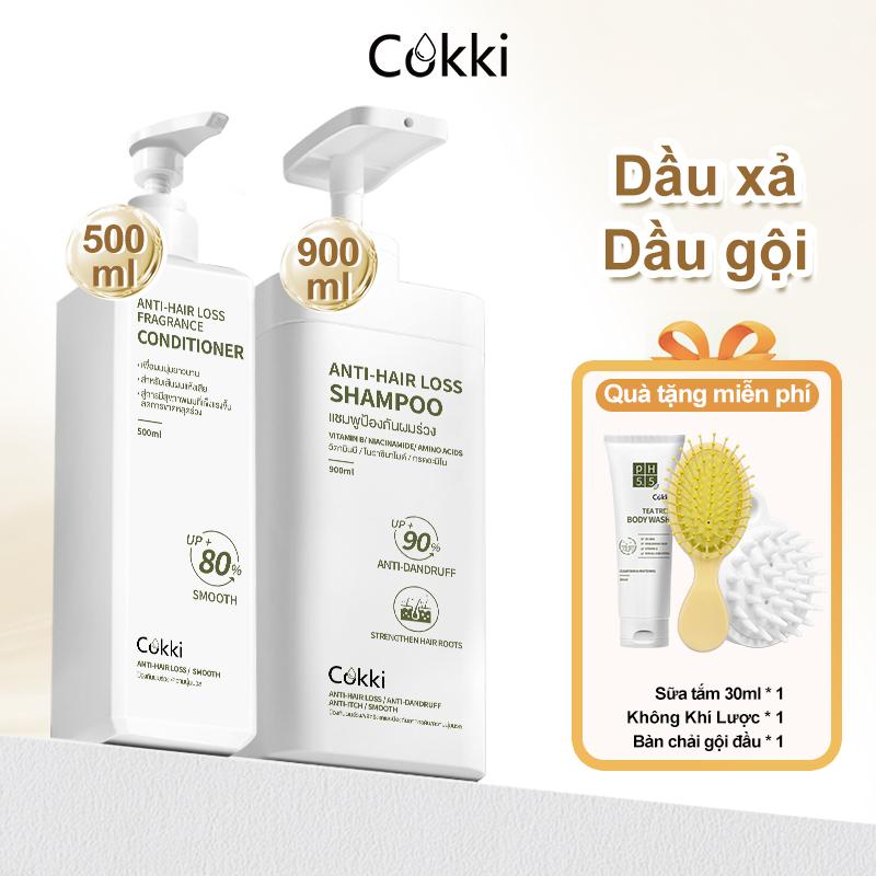 COKKI 1400ML Dầu Gội & Dầu Xả Hương Hoa Tự Nhiên | Vitamin B & Amino Acid | Làm Sạch Dịu Nhẹ, Tóc Mềm Mượt | Combo
