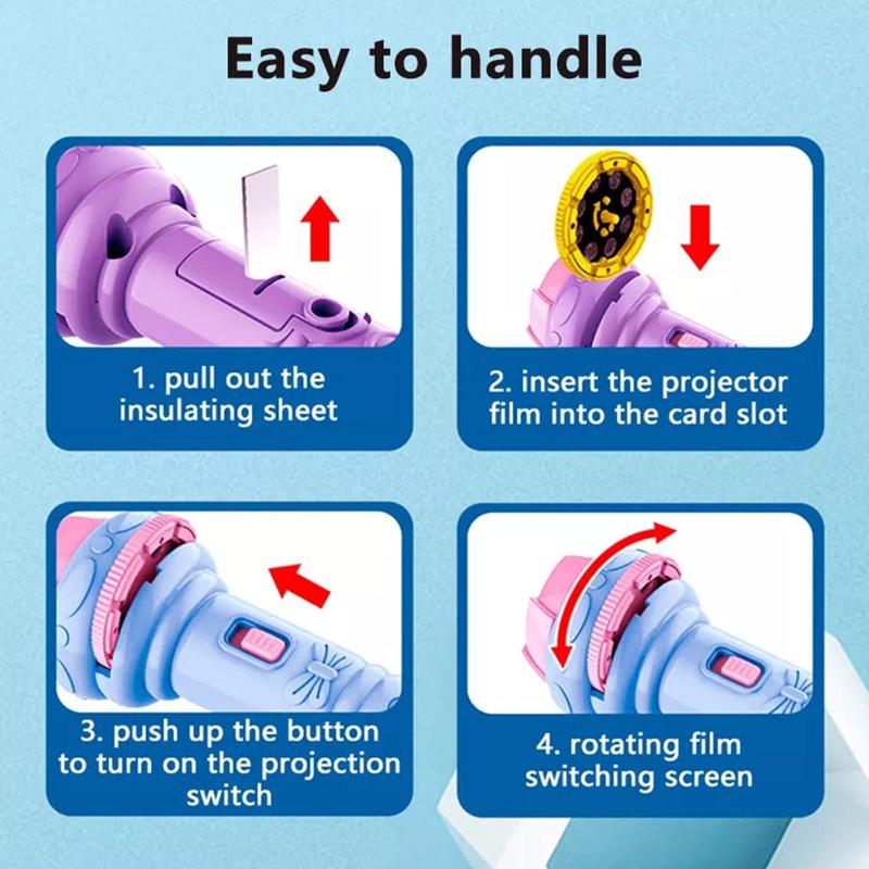 Product Introduction of Children's Luminous Projection Flashlight Mini Projector Toy Slide Replaceable M8V3 36