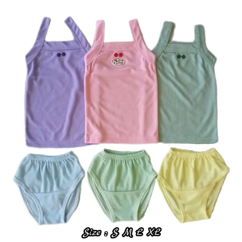 Paket Set Baju Dalam dan Celana Dalam Anak Perempuan dengan Tangtop dan CD - Fashion PE Double (3pcs tangtop+3pcs cd) Pakaian 2