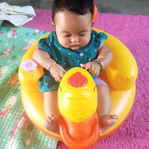 Kursi Duduk Bebek Sofa Bayi Bahan Pvc Music Karakter Bebek Warna Kuning Oren Dudukan Putih