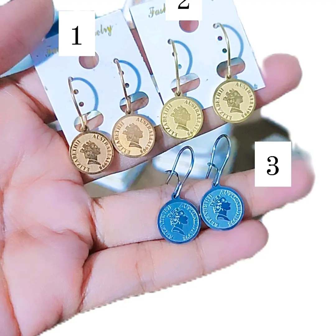 Anting Koin Titanium Anti Luntur Tahan Karat dan Gatal - Earrings