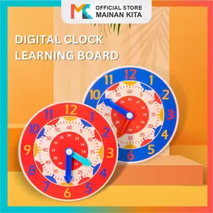 [MK902] Jam Mainan Anak Belajar Jam kayu Shape Shorting Clock Wooden Alat Toys