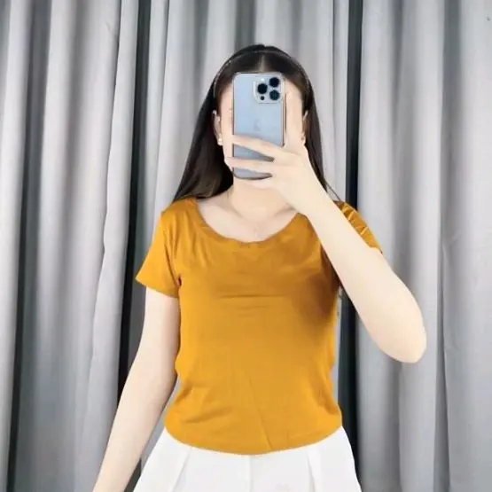 KAOS CROP TOP |Aurora Fashion | Bahan cotton lembut dan nyaman Atasan Katun Santai 2