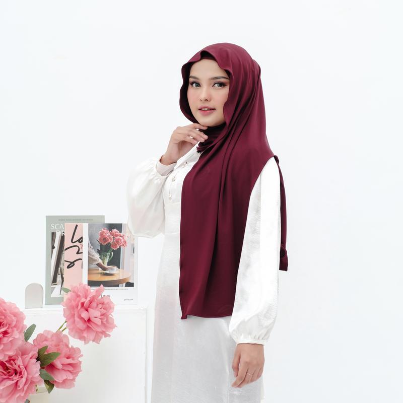 Syamsiar -  Pashmina Hijab Jersey dagu Tutup Leher Premium Kerudung Pasmina instan Panjang Muslim Wanita Dewasa 6