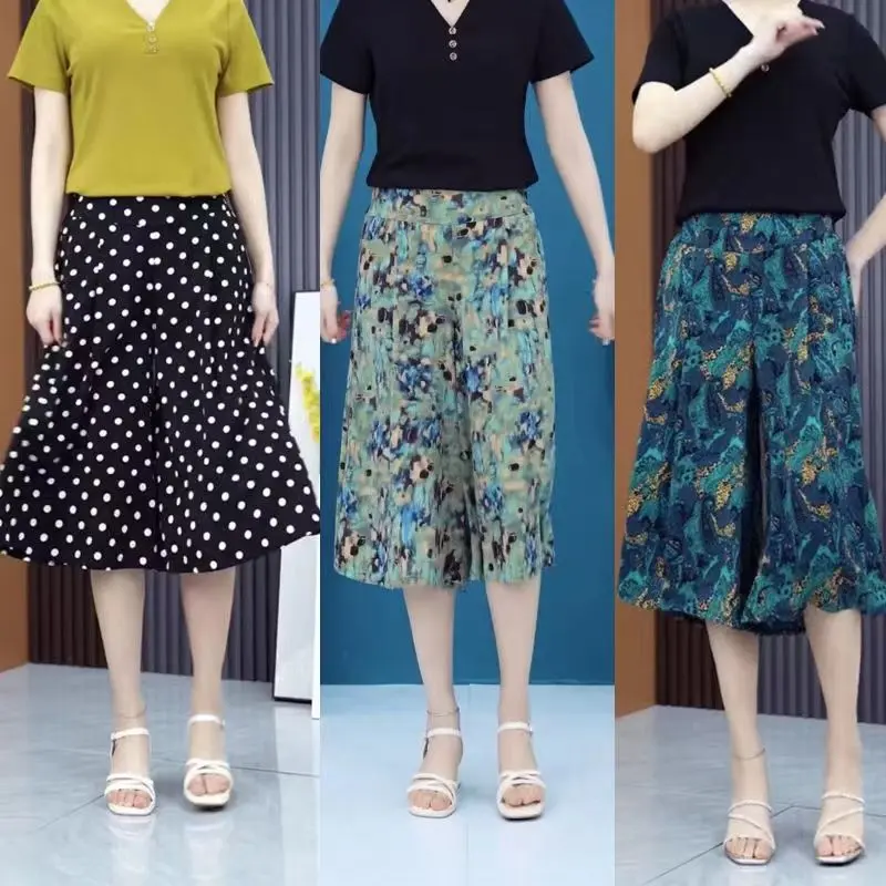 Quần Thường Ngày Quần Cropped, Dành Cho Phụ Nữ, Trang Phục Mùa Hè, Thời Trang, Mới Và Dáng Rộng, Cỡ Lớn, Thích Hợp Cho Cô Gái Đầy Đặn, Phong Cách Phương Tây, Quần Ống Rộng, Váy Women