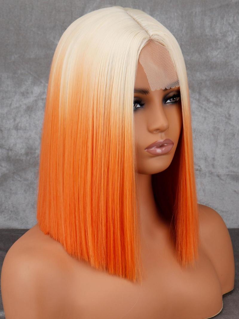Product Introduction of Women's 14 Inch Short Stright Bob Wig without Bangs, Mixed Color Wigs for Daily, Cosplay, Anime or Costume Party, Striking Natural Fluffy Hair Wigs without Bangs for Daily & Party Hairstyle Decoration 6