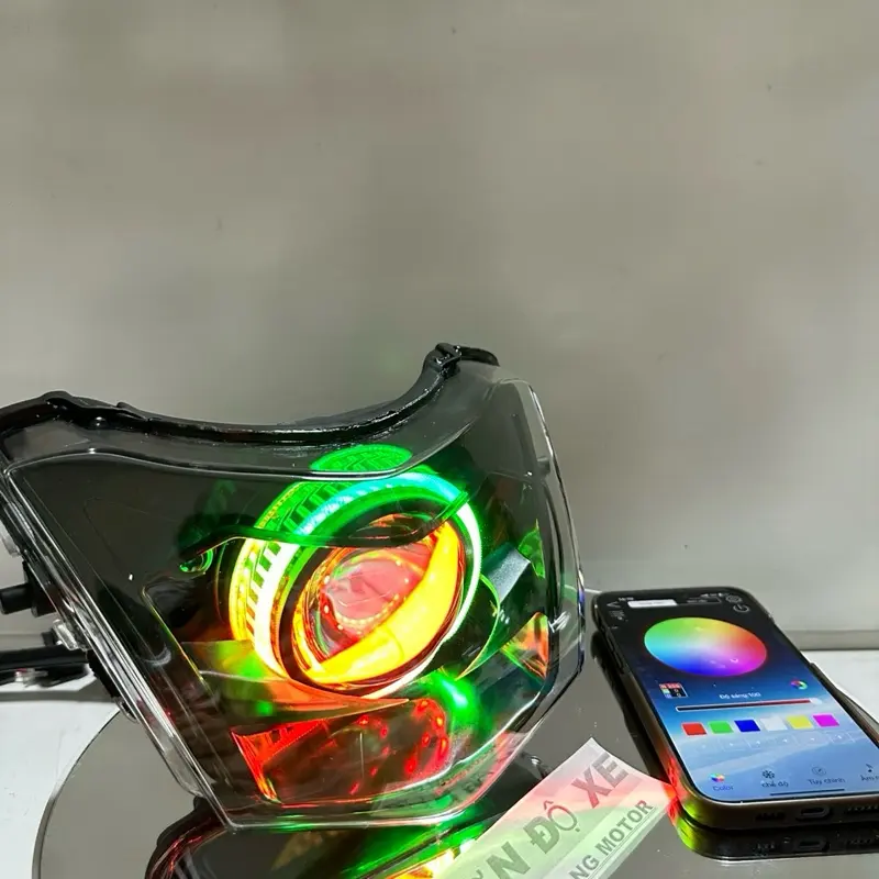 Bi Cầu Wave Độ Sẵn Bi F11 + E11+ M10 Mắt Quỷ App + 3D App Công Xuất 60W 70W Lắp Wave 50-100-110 Bảo Hành 12 Tháng ( Tặng Kèm Dây Nguồn Bi ) Đèn Pha lắp xe máy 2