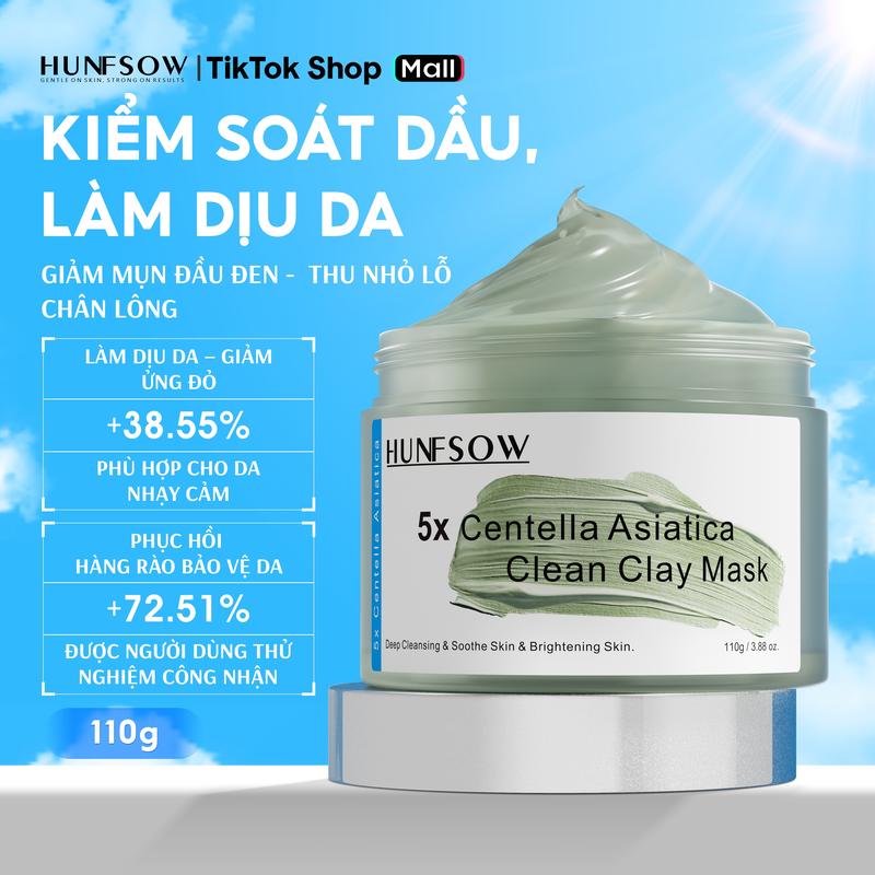  Mặt nạ đất sét Hunfsow 5X Cấp ẩm mạnh mẽ – Làm sáng da – Kiểm soát dầu và làm sạch mụn nhẹ nhàng – Cải thiện lỗ chân lông – Hút sạch bã nhờn và bụi bẩn – Chăm sóc chuyên sâu – Dưỡng da và thư giãn như spa tại nhà 
