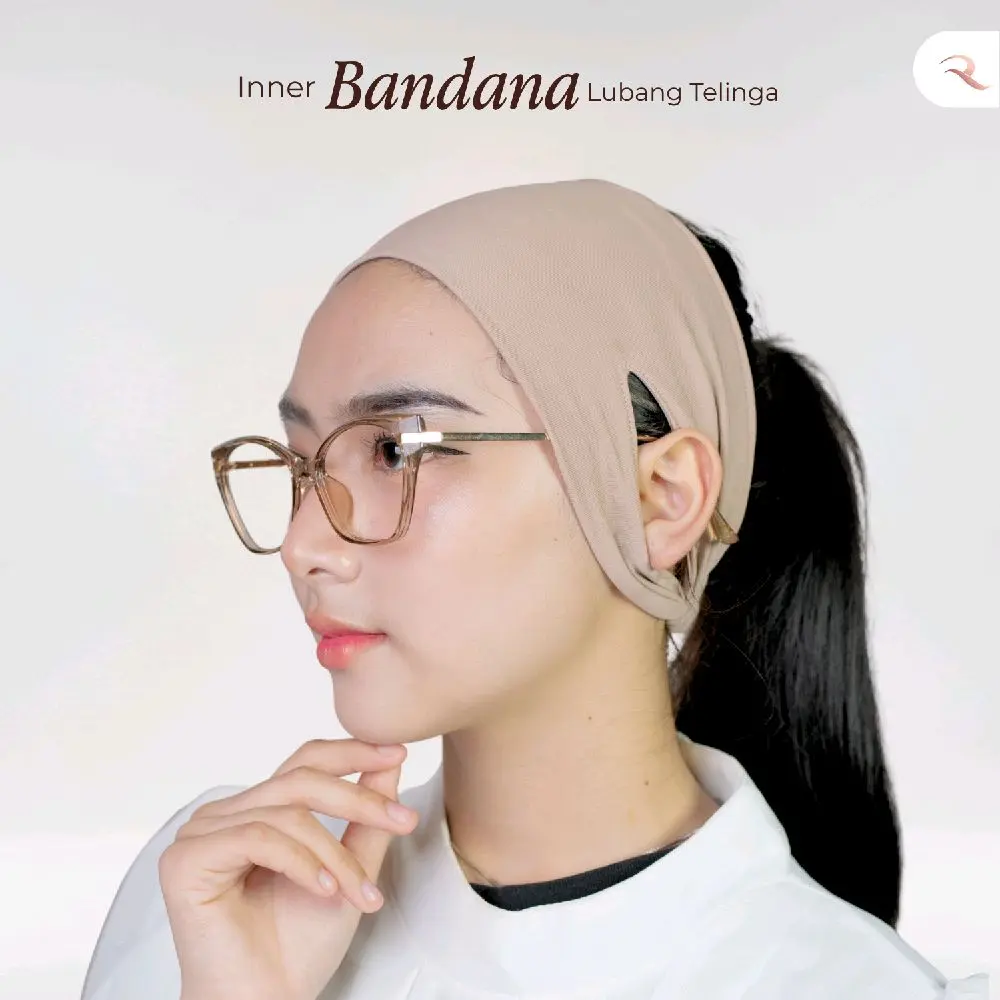 Rn Hijab Inner Bandana Lubang Telinga Premium | Anti Gerah, Anti Geser, Bahan Jersey Stretch nyaman seharian