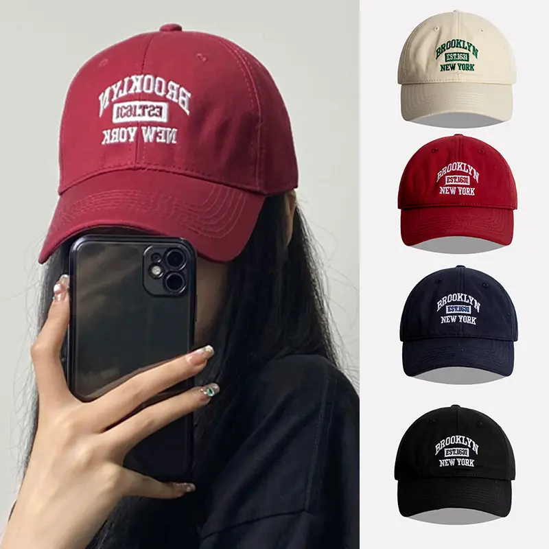 Mũ Bóng Chày Thêu Chữ Đơn Giản, Unisex, Cotton Mềm, Snapback, Ngoài Trời, Thường Ngày, Có Thể Điều Chỉnh, Hip Hop, Mũ Chống Nắng 0
