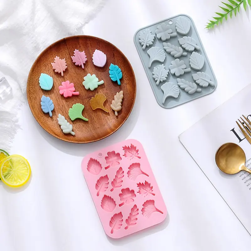 Khuôn Silicon Hình Lá Dễ Thương Làm Rau Câu, Bánh Da Lợn, Socola, Pudding, Sáp Nến 6