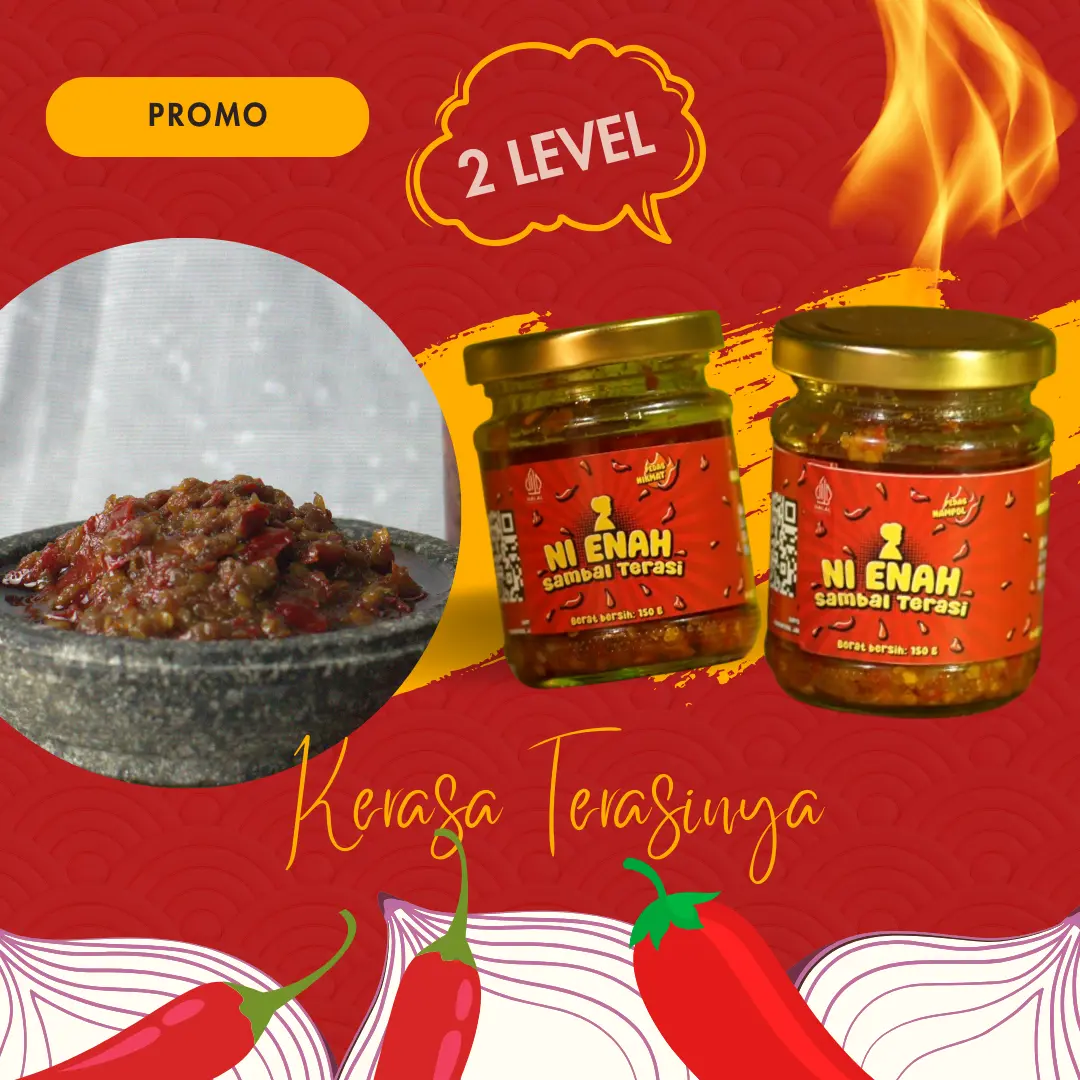 Sambal Terasi Ni Enah 150 gram Pedas Nikmat Level 1 Bahan Saus Asin Saos halal SPP-IRT instan bumbu uleg