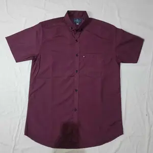 Kemeja Pria Polos Lengan Pendek Dewasa Hitam Hem Pria Putih Hitam Emerald Burgundy Ukuran M-XL Casual Bahan Gupi Slimfit