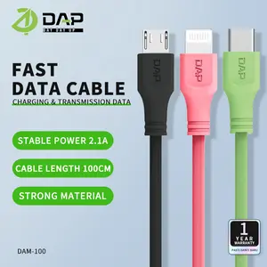 DAP Kabel Data Micro USB/ Type C to Lightning USB 2.4A Fast Charging 100cm DAM100 ORIGINAL GARANSI RESMI 1tahun
