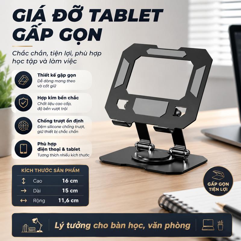 Giá Đỡ Nâng Bảng Điều Khiển iPad, Giá Đỡ Kim Loại Xoay 360 Độ, Có Thể Điều Chỉnh Thích Hợp Cho iPad, Ưu Đãi Mua 1 Tặng 1