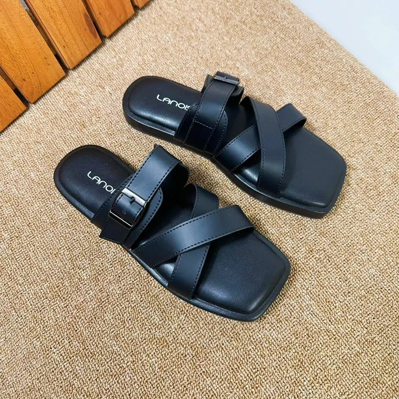 LANOIS Sandal Wanita Platform Series Sendal Kasual Cewek Strap Tali Silang Gesper Simple Elegant 2