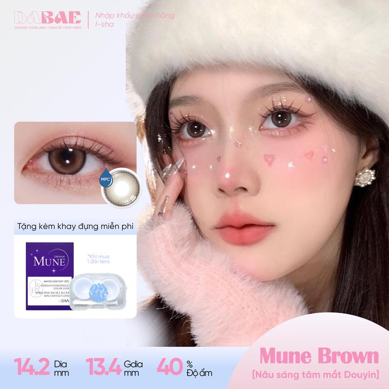  Kính áp tròng DABAE lens màu nâu tự nhiên 6 tháng DIA 14.2mm có độ cận 0-8 ISHA Mune Brown 