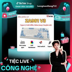 [Deal độc quyền Luongtoanthang712] Bàn phím cơ ATAS ZA981 V3 98 Key - Hotswap - Red swtich - LED 9 chế độ - Bản V3