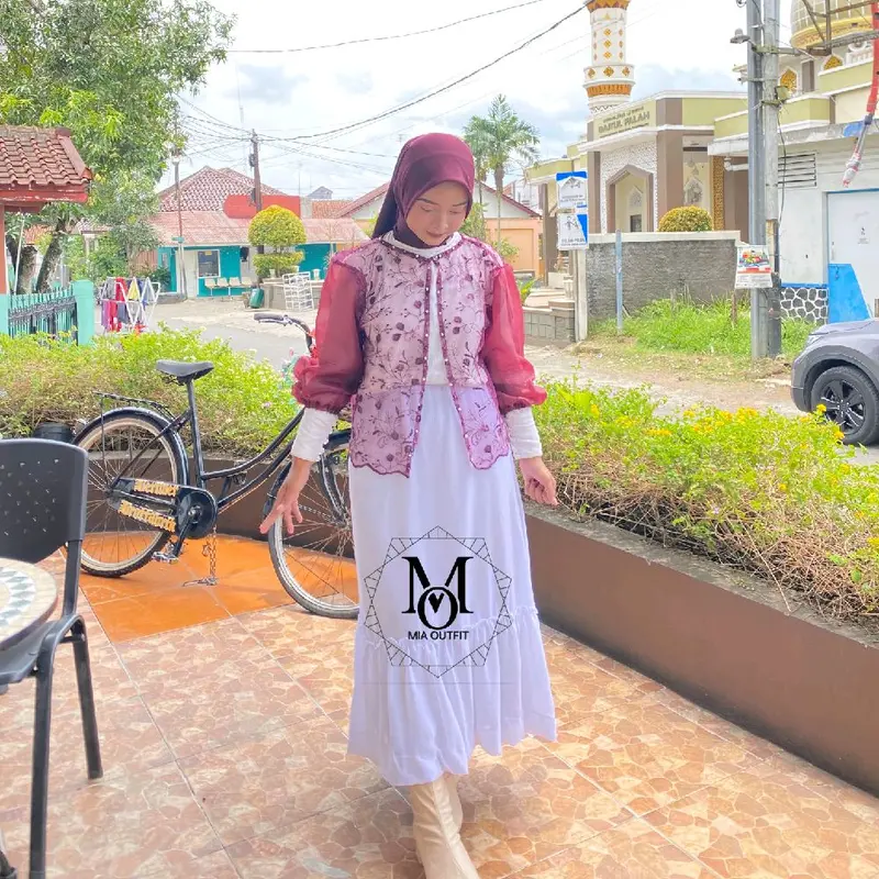 LILY OUTER CROP BRUKAT RANDOM MOTIF / OUTER BRUKAT SAPTO  + ORGANZA  [ BAJU KONDANGAN ,HARI RAYA LEBARAN,LAMARAN ] MEWAH NEW 2025 7