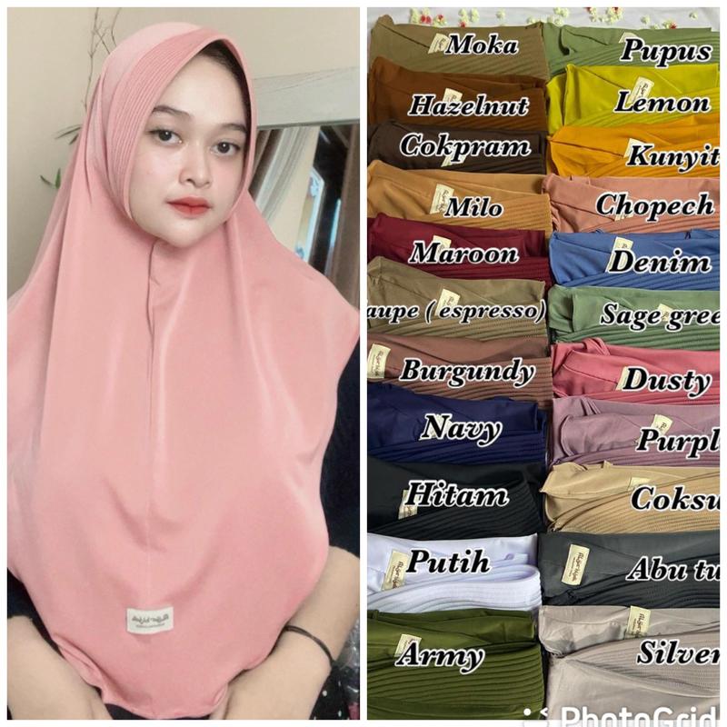 (PAKET 3 PCS) Bergo hamidah jersey akrilik size L Embos Jilbab Hitam Lembut 6