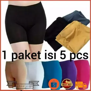 Jabir ISI 5 pcs Short Pants Mini Celana Lejing Pendek Wanita Sot Jersy Spandex Elastis All Size Jumbo