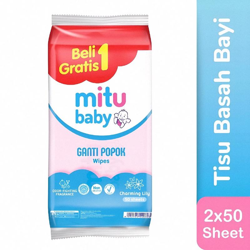 tissue basah mitu 50 s buy 1 get 1 Wipes bayi Tisu Alcohol-Free Tidak 4