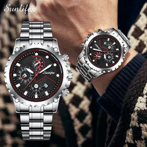 Sunlifex Jam Tangan Pria Original Olahraga Kalender Tali Stainless Steel Jam Tangan Cowok  SL9032