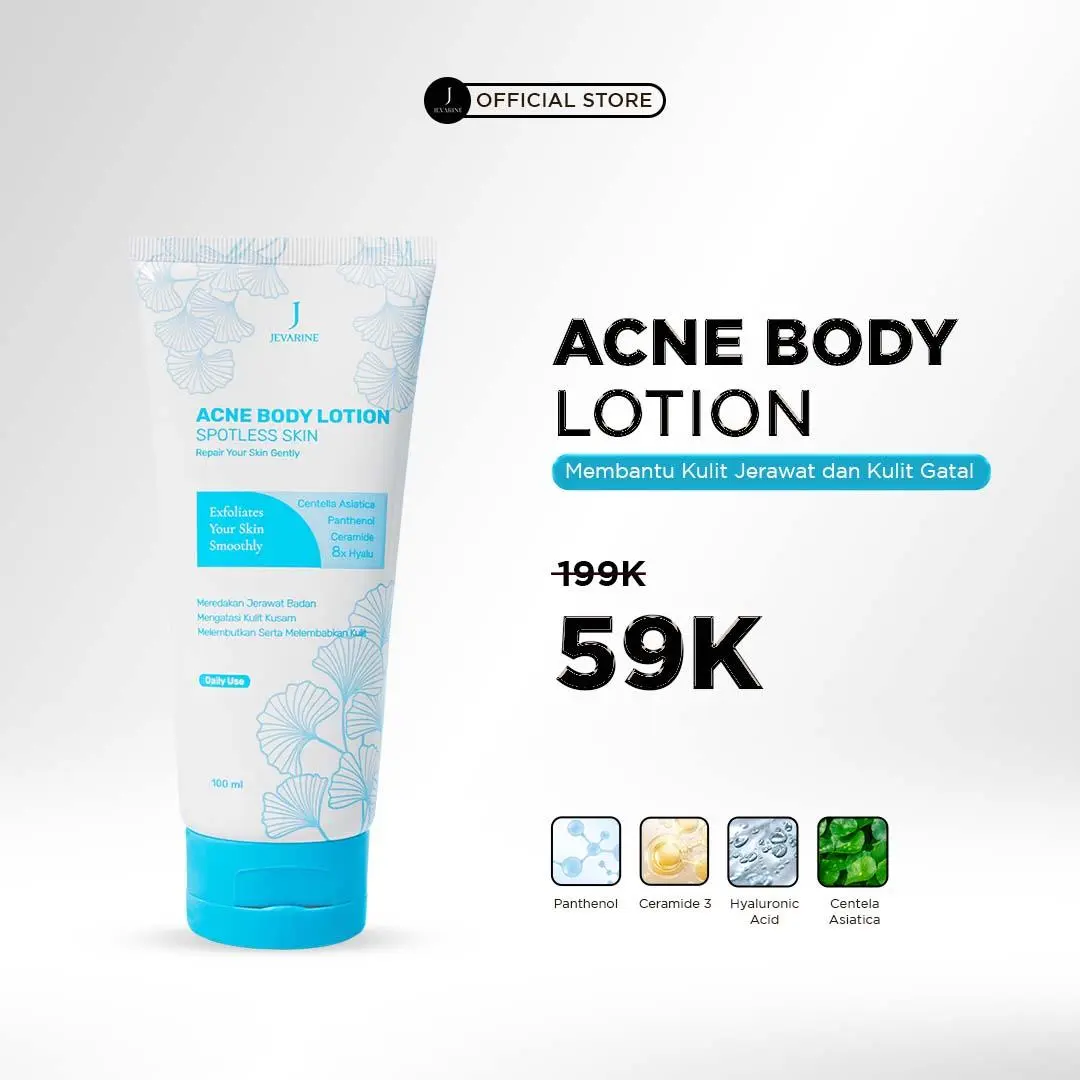 Jevarine Acne Body Lotion Spotless Skin - Membantu Untuk Jerawat Badan , Kulit Kusam
