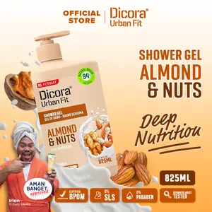 Dicora Urban Fit Shower Gel Almond & Nuts 825ML | Sabun Mandi Cair Melembapkan Kulit Sepanjang Hari