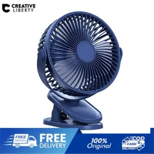 Kipas Angin Jepit Clip Mini Fan Rotating Portabel USB Multifungsi 3 Kecepatan Baterai 1800mAh Desain 720 Derajat Aman dan Mudah Dilepas