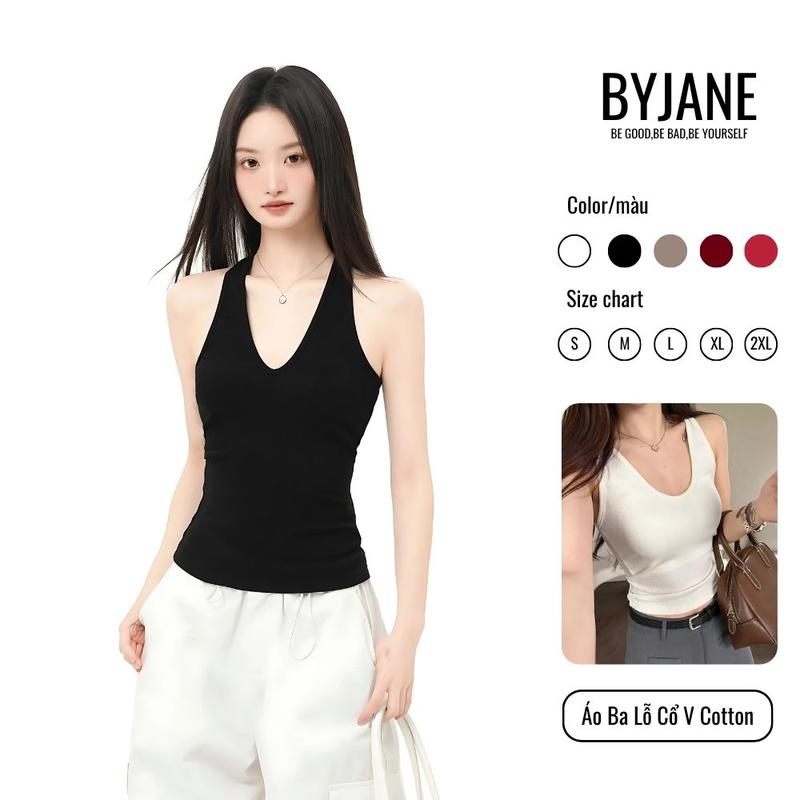 Áo Ba Lỗ Nữ Cổ V Chất Cotton Mịn BYJANE - 033