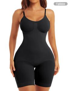 Monos modeladores con cuello redondo y tirantes ajustables de color liso para mujer, prenda modeladora de levantamiento de glúteos superelástica y con faja, prendas modeladoras para mujer para todas las estaciones,ropa para mujer