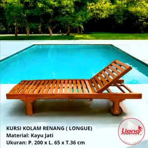 Sun Lounger Kayu Jati Bangku Pantai Mebel Roda Minimalis Kualitas Terbaik untuk Taman & Pantai