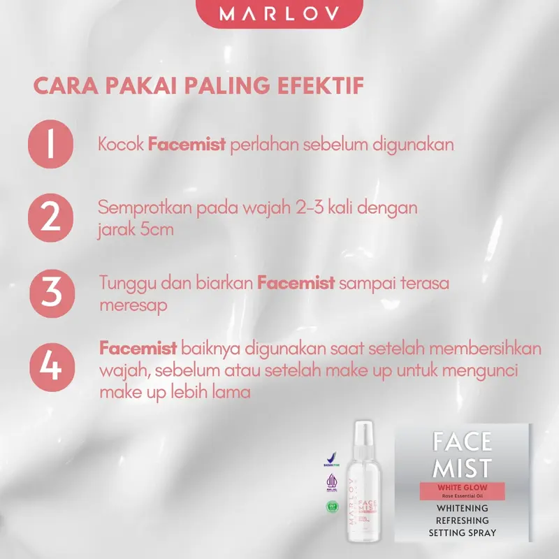 Marlov White Glow Face Mist 60ml Paket 3 pcs - Penyegar Wajah Multifungsi dengan Niacinamide, Sodium Hyaluronate, dan White Flowers 1