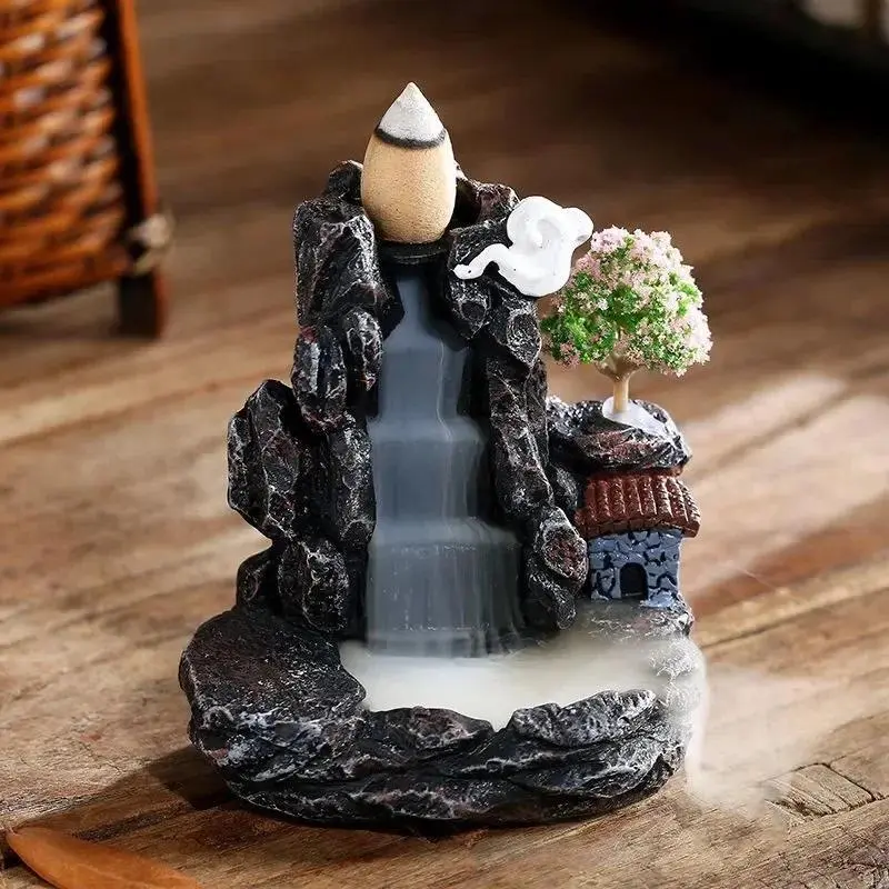 Mountains River Waterfall Decoration for Home Fragrance Fireplace Backflow Aroma Smoke Zen Censer HolderIncense Burner