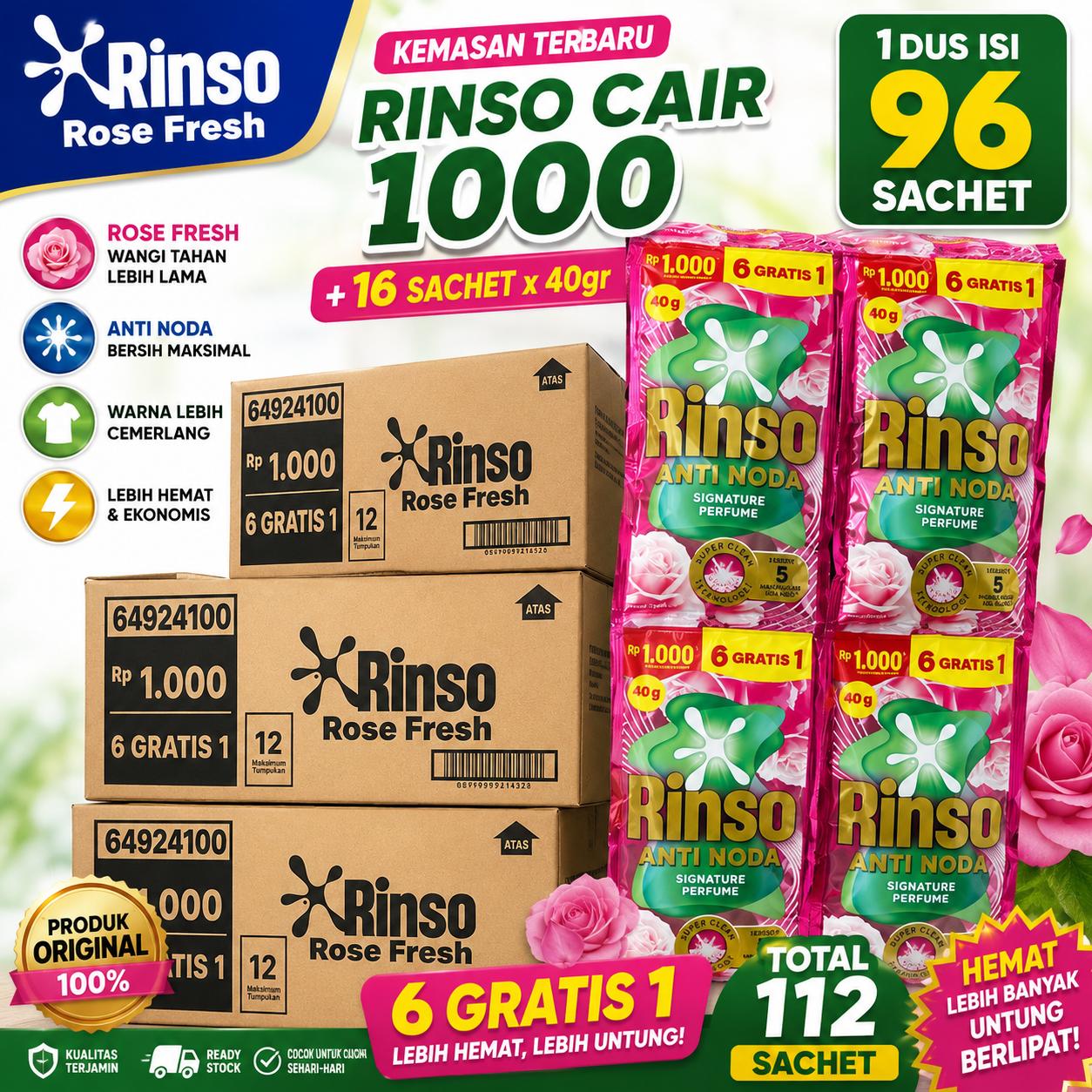 RINSO CAIR ROSE FRESH 40GR