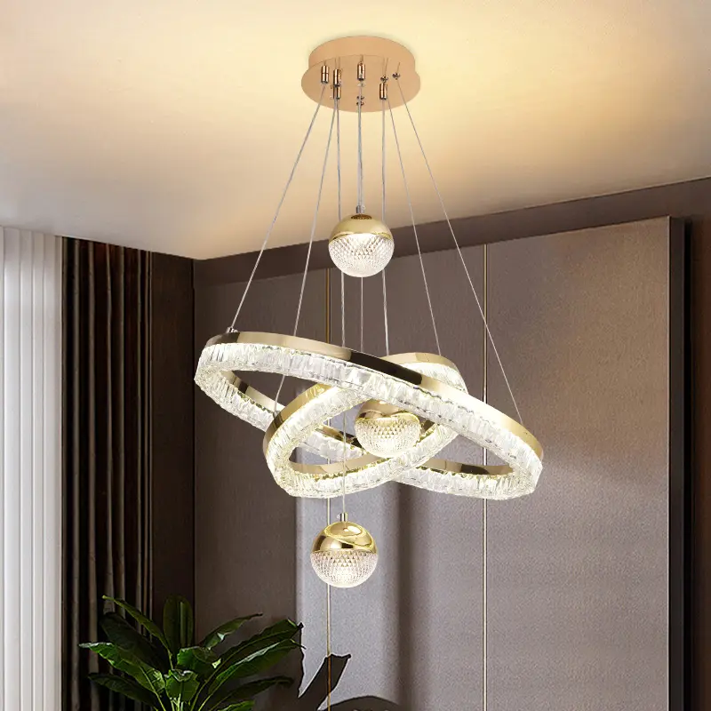 Lampu plafon kristal mewah model terbaru 2026 panjang dapat diatur cocok untuk ruang makan ruang tamu dan lorong