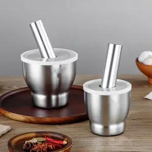 “COD”(cobek)Alat Penghancur dari Baja Tahan Karat 304, Penghancur Bawang Putih Padat/Alat Tumbuk Manual untuk Bawang Putih, Alat Tumbuk dan Penggiling/cobek/Stainless Steel Wadah, Alat Penggiling Rumah Tangga, Alat Tumbuk Obat