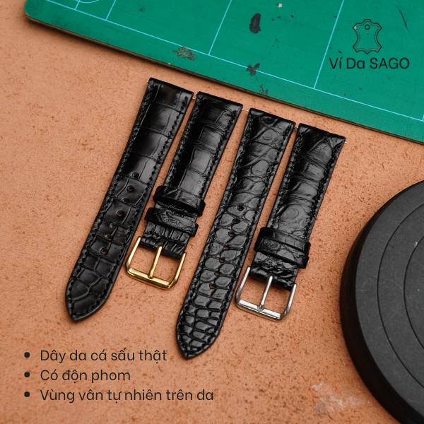 Dây đồng hồ da cá sấu thật - thương hiệu Ví Da SAGO-CS01