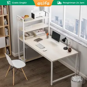 Etife Meja belajar / Meja belajar dengan rak buku/ meja kerja / Meja Kerja dengan Rak Serbaguna (H table)