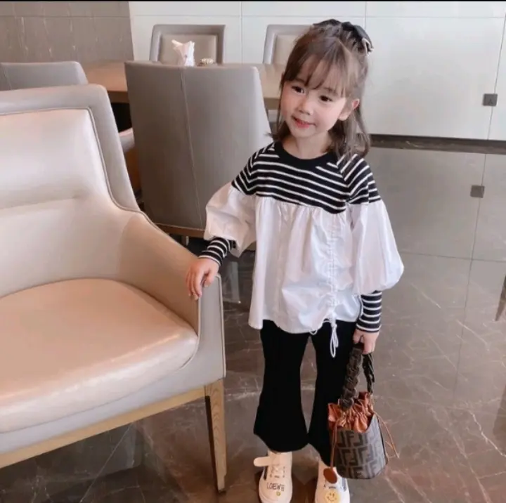 setelan baju anak perempuan import korean style usia 2 - 6 tahun Katun 4