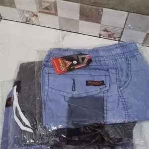 100RB 3PCS CELANA PENDEK COWOK PRIA DEWASA BROADSHORT PINGGANG KARET ELASTIS KOLOR SANTAI NYAMAN Denim Kancing