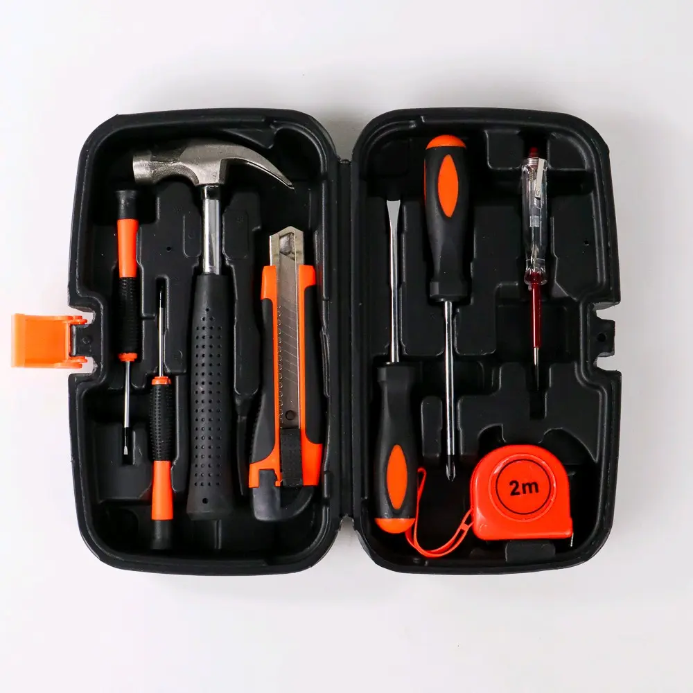 Alat pertukangan perkakas palu obeng cutter meteran 8 in 1 box multifunction jimibox x4 tools kit milwaukee set ring pas lengkap toolbox tekiro logam multicolor pengencang baut kunci shock