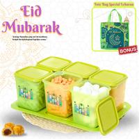 Gambar Cpm paket toples lebaran voxy m  7 in 1 (voxy m 6 pcs +nampan bonus tas lebaran 1 - voxy m ketupat ungu ,nampan bonus tas lebaran dari CPM Shop_NEW Kota Tangerang 1 Tokopedia